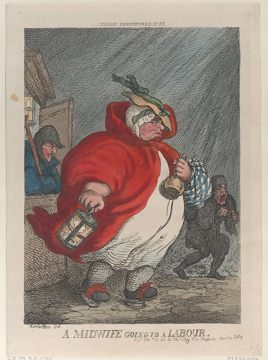 A Midwife Going to a Labour — Thomas Tegg|Thomas Rowlandson