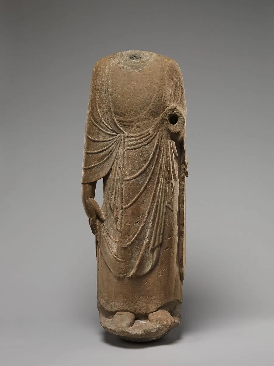 隋 石雕胁侍立像|Buddhist attendant (possibly Kasyapa) — Unknown