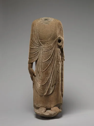 隋 石雕胁侍立像|Buddhist attendant (possibly Kasyapa)