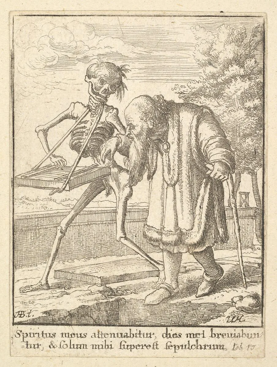 Old man, from the Dance of Death — Hans Holbein the Younger|Wenceslaus Hollar