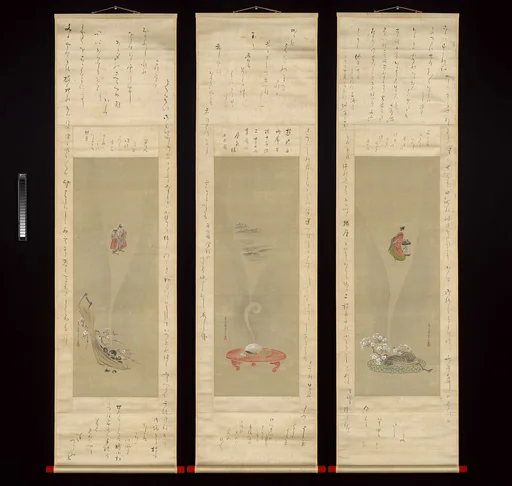 鳥文斎栄之筆 蜀山人(大田 南畝)賛 吉原の蜃気楼図|Shellfish and Apparitions of the Yoshiwara Pleasure Quarter