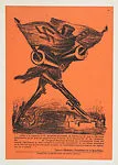 Flyer relating to imperialism and war the new Mexican nationhood whose workers are unified against capitalism and imperialism, a figure with bayonets for legs and canons for arms holding a flag with a swastika — Leopoldo Méndez|Taller de Gráfica Popular