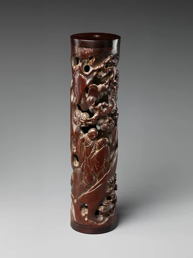 明晚期  朱三松款高士圖香筒|Incense holder with scholars in a landscape