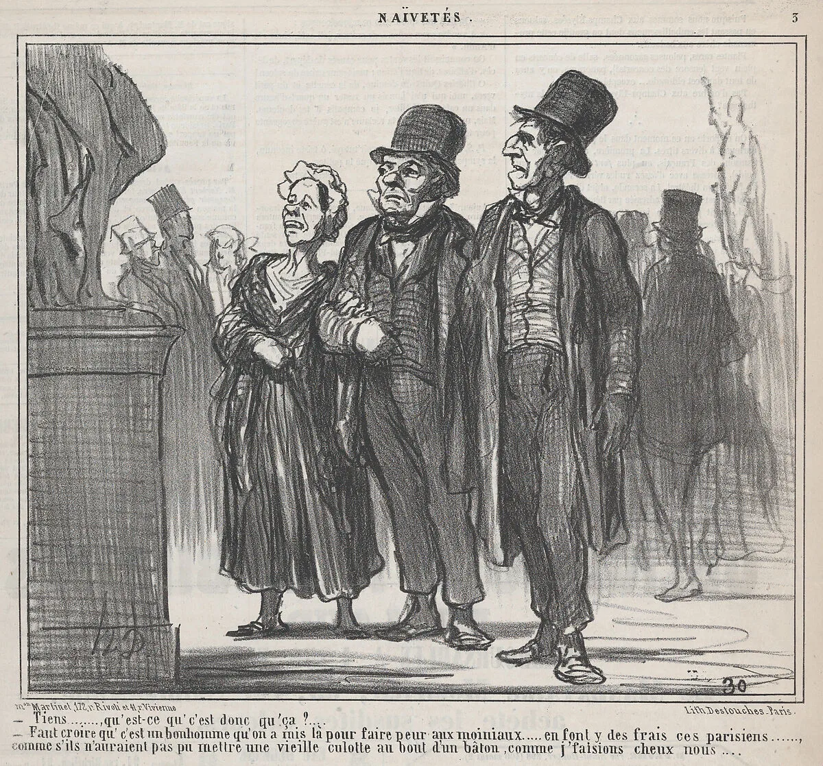 Tiens..., qu' est-ce qu' c'est donc qu' ça?..., from Naïvetés, published in Le Charivari, April 15, 1859 — Aaron Martinet|Honoré Daumier|Destouches