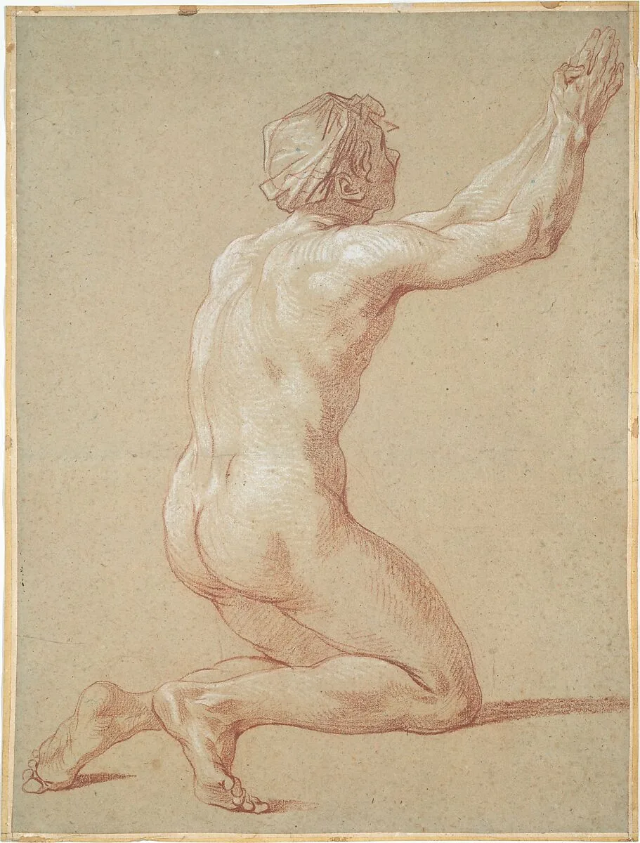 Kneeling Nude Youth with Raised Clasped Hands — Etienne Jeaurat