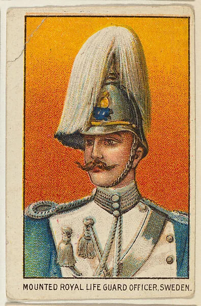 Mounted Royal Life Guard Officer, Sweden, from the Military series (T79) issued by the American Tobacco Company — American Tobacco Company