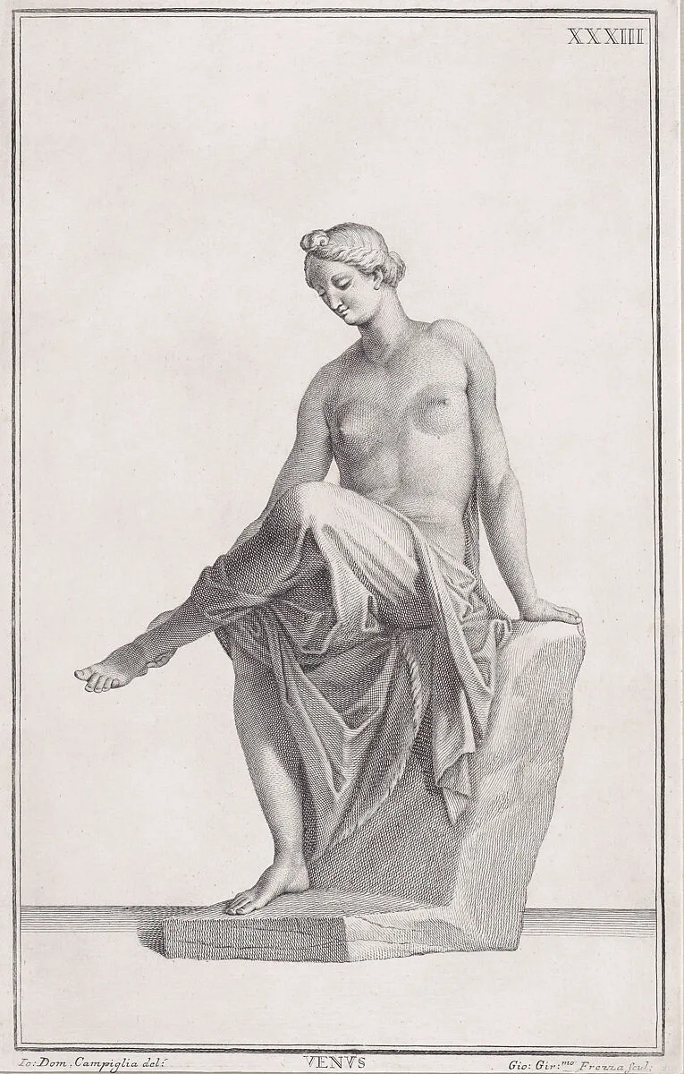 Plate XXXIII (33): Venus, from "Museum Florentinum" (Statuae antiquae dorum et virorum illustrium) — Giovanni Girolamo Frezza|Giovanni Domenico Campiglia