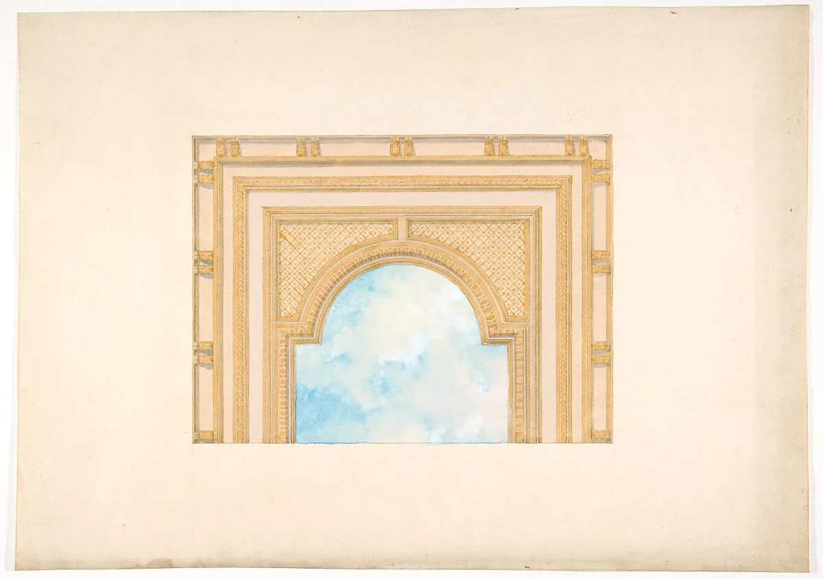 Partial design for a decorated ceiling painted with clouds — Jules-Edmond-Charles Lachaise|Eugène-Pierre Gourdet