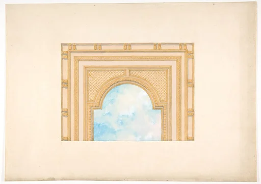 Partial design for a decorated ceiling painted with clouds