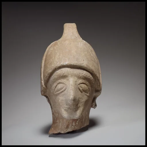 Male head wearing a helmet