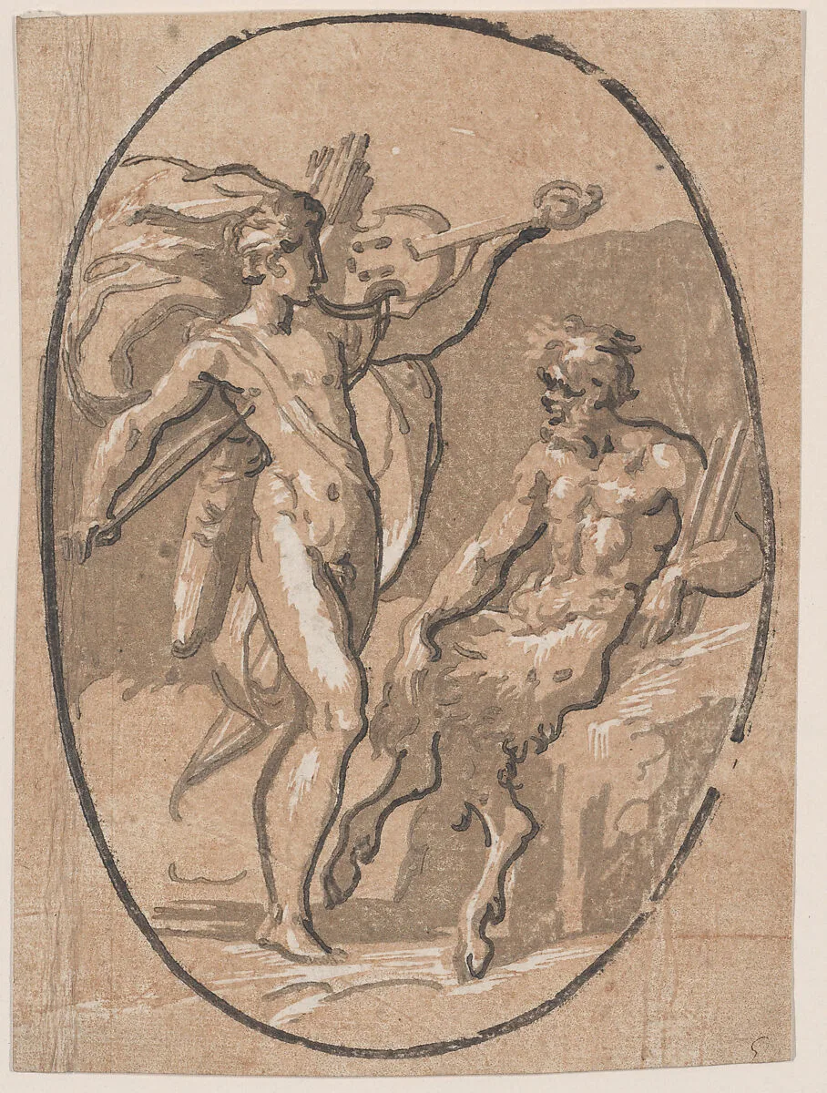 The contest between Apollo and Marysas — Niccolò Vicentino|Parmigianino (Girolamo Francesco Maria Mazzola)|Ugo da Carpi