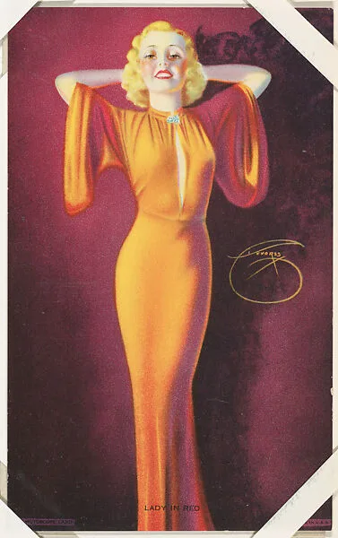 Lady In Red from Glamour Girls series (W424) — International Mutoscope Reel Company