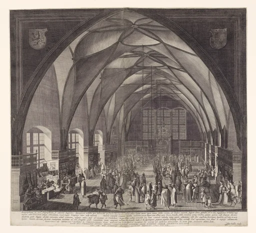 Interior View of Vladislav Hall at Prague Castle during the Annual Fair