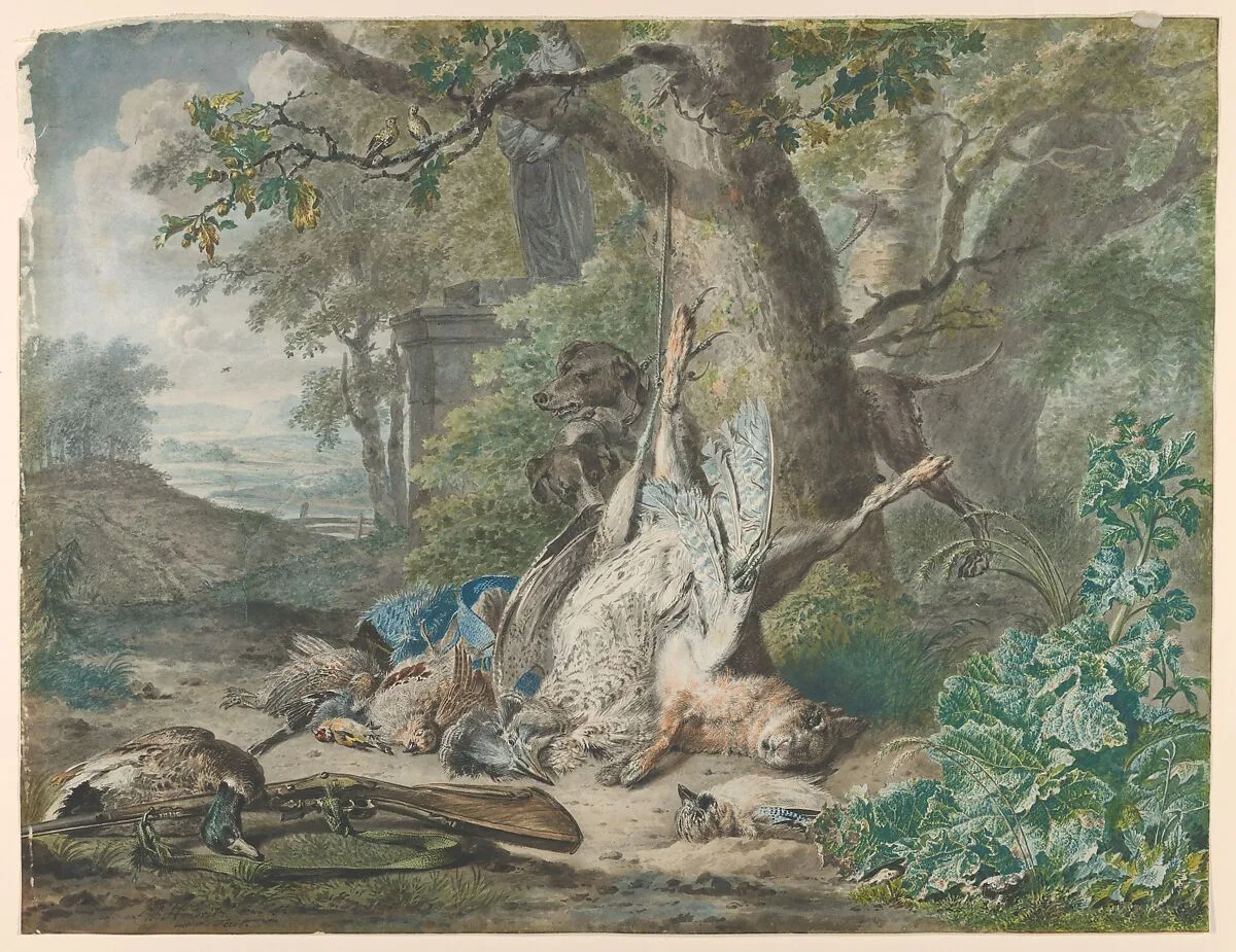 Hunting Still Life in a Forest — Wybrand Hendriks