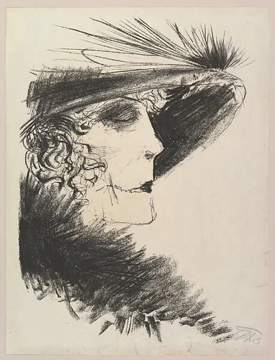 Women with a tuft of Heron feathers (Dame mit Reiher)