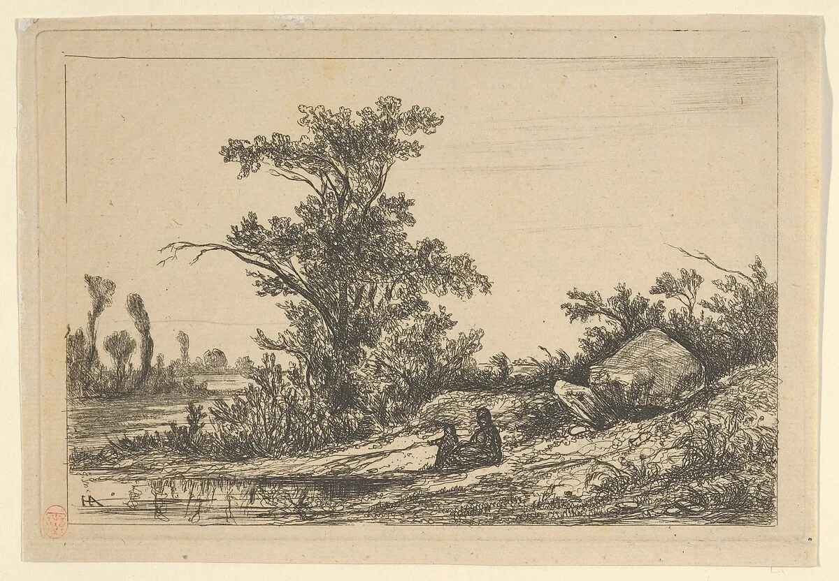La femme et l'enfant au bord de l'eau — Louis Hector Allemand