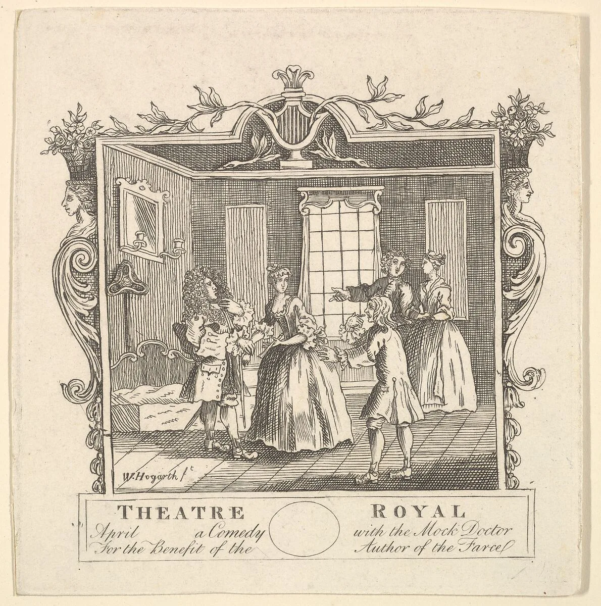 Ticket for Fielding's The Mock Doctor — Joseph Sympson, Jr.|Henry Fielding|William Hogarth