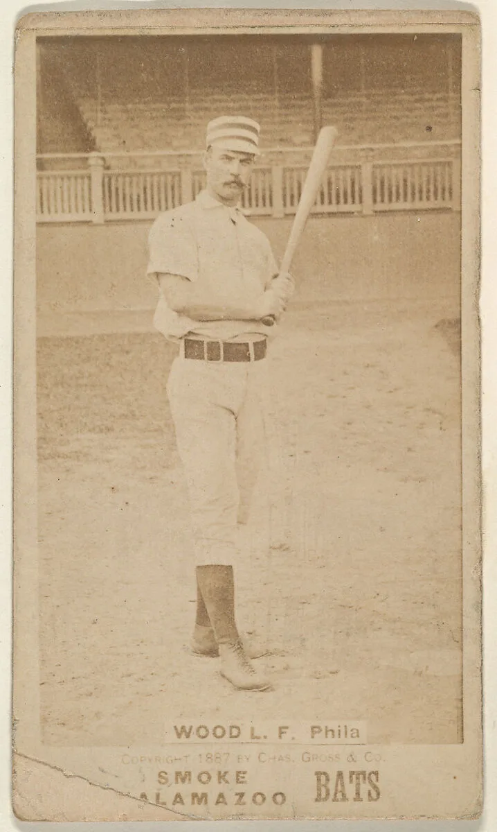 Wood, Left Field, Philadelphia, from the Kalamazoo Bats series (N690) issued by Chas. Gross & Co. to promote Kalamazoo Bats — Chas. Gross & Co.