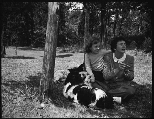 [Emily Workum and Her Daughter Lee on Lawn, Bedford Village, New York]