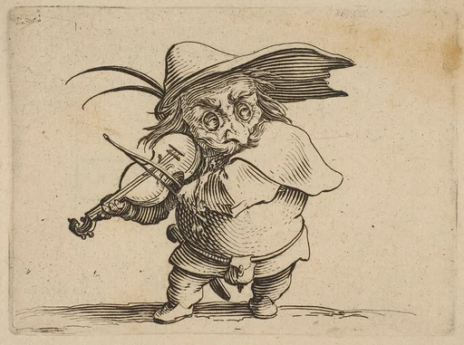Le Joueur de Violon (The Violin Player), from Varie Figure Gobbi, suite appelée aussi Les Bossus, Les Pygmées, Les Nains Grotesques (Various Hunchbacked Figures, The Hunchbacks, The Pygmes, The Grotesque Dwarfs)