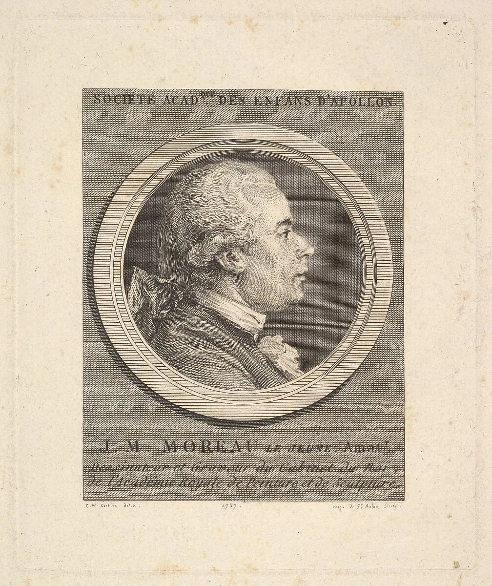 Portrait of Jean-Michel Moreau — Augustin de Saint-Aubin|Charles Nicolas Cochin II|Jean Michel Moreau the Younger