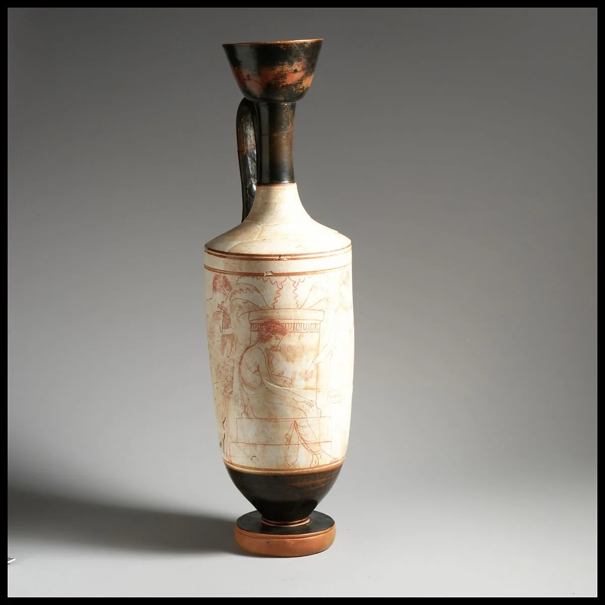 Terracotta lekythos (oil flask) — Woman Painter