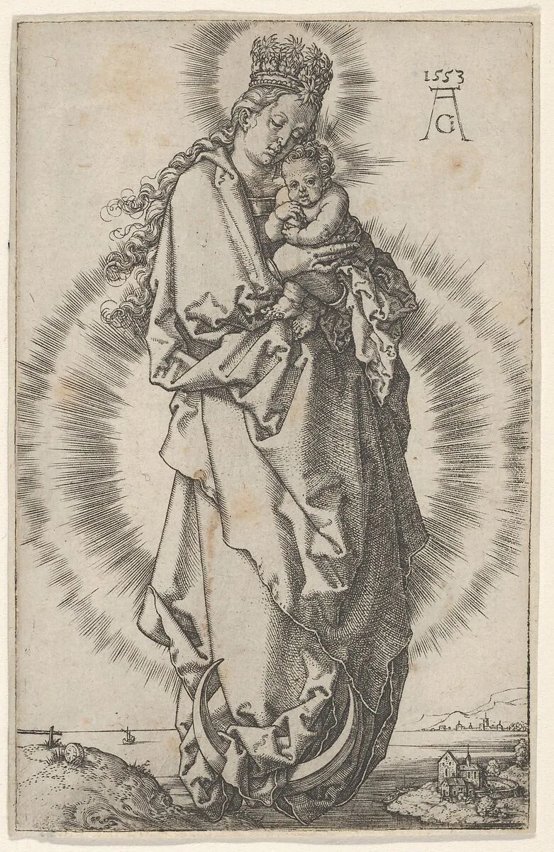 The Virgin and Child on a Crescent Moon — Heinrich Aldegrever
