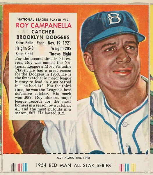 Roy Campanella, from the Major League All Stars series (T234), issued by Red Man Chewing Tobacco — Red Man Chewing Tobacco