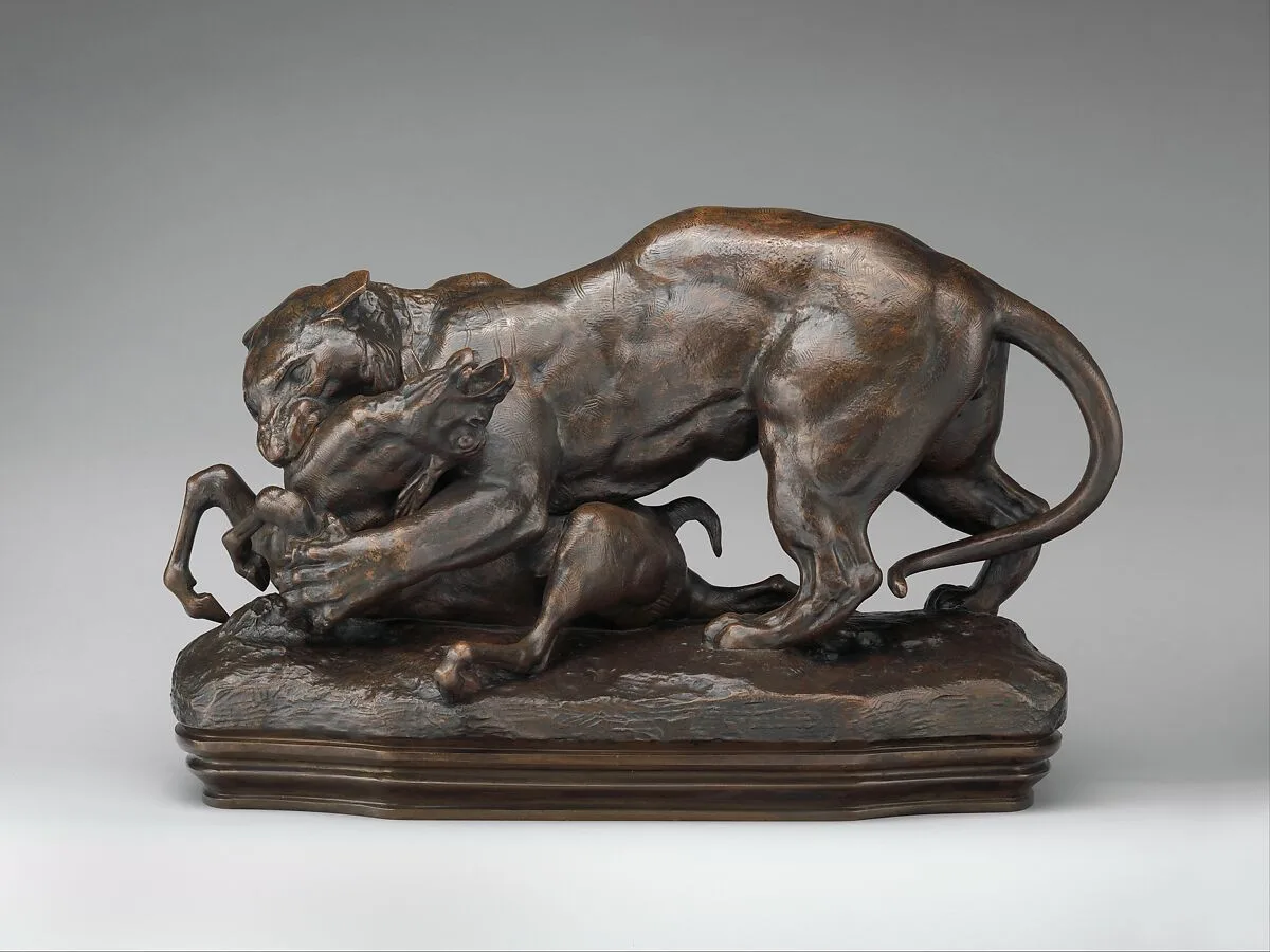 Tiger Attacking an Antelope (Tigre suprenant une antilope) — Antoine-Louis Barye