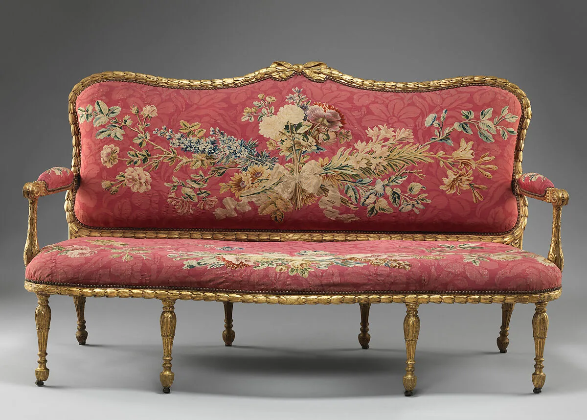 Settee (one of a pair) — John Mayhew|William Ince|Jacques Neilson|George William Coventry, 6th earl of Coventry|Manufacture Nationale des Gobelins|Maurice Jacques|Louis Tessier