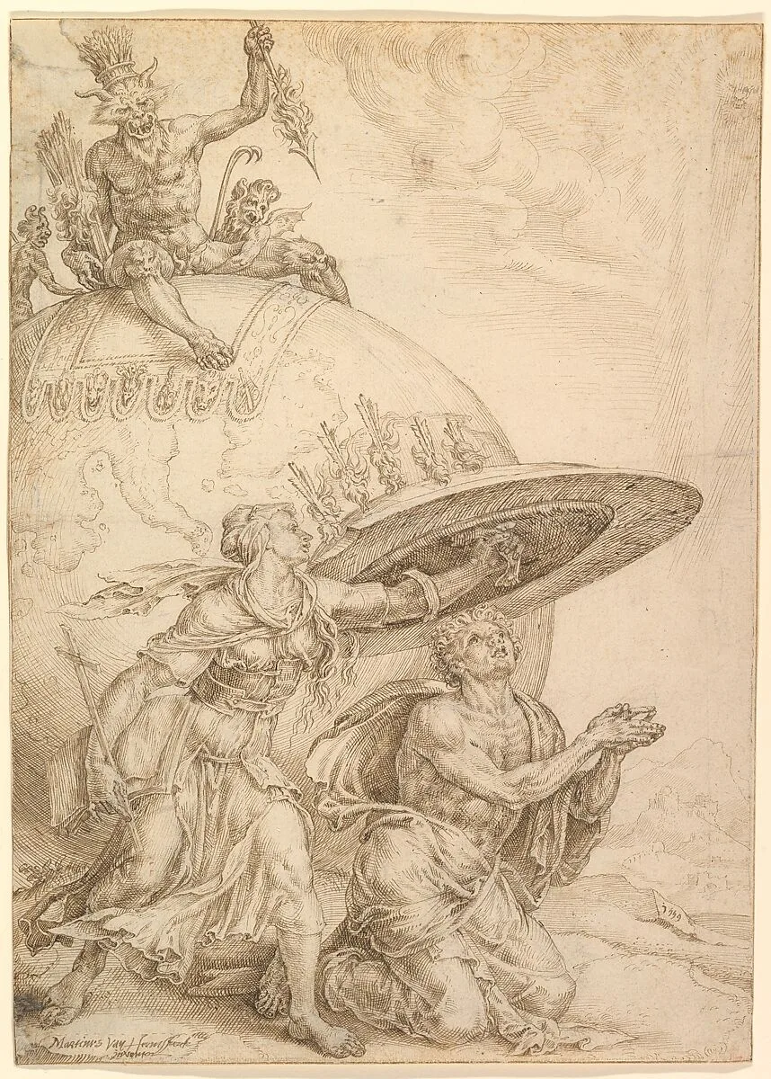 Man Protected by the Shield of Faith — Maarten van Heemskerck