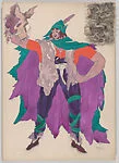 Drawing for a theatrical costume with fur trimmings