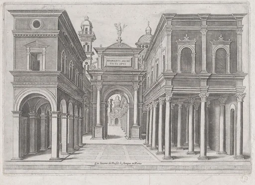 A street with buildings and arcades