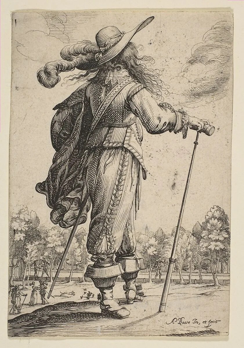 A Man Seen from the Back Leaning on a Croquet Mallet — Abraham Bosse