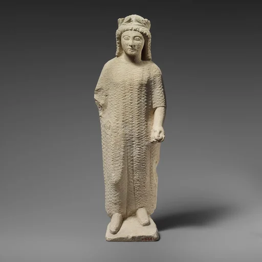 Limestone statuette of a boy