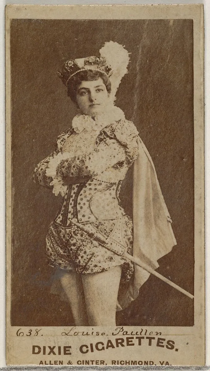 Card 638, Louise Paullin, from the Actors and Actresses series (N45, Type 7) for Dixie Cigarettes — Allen & Ginter