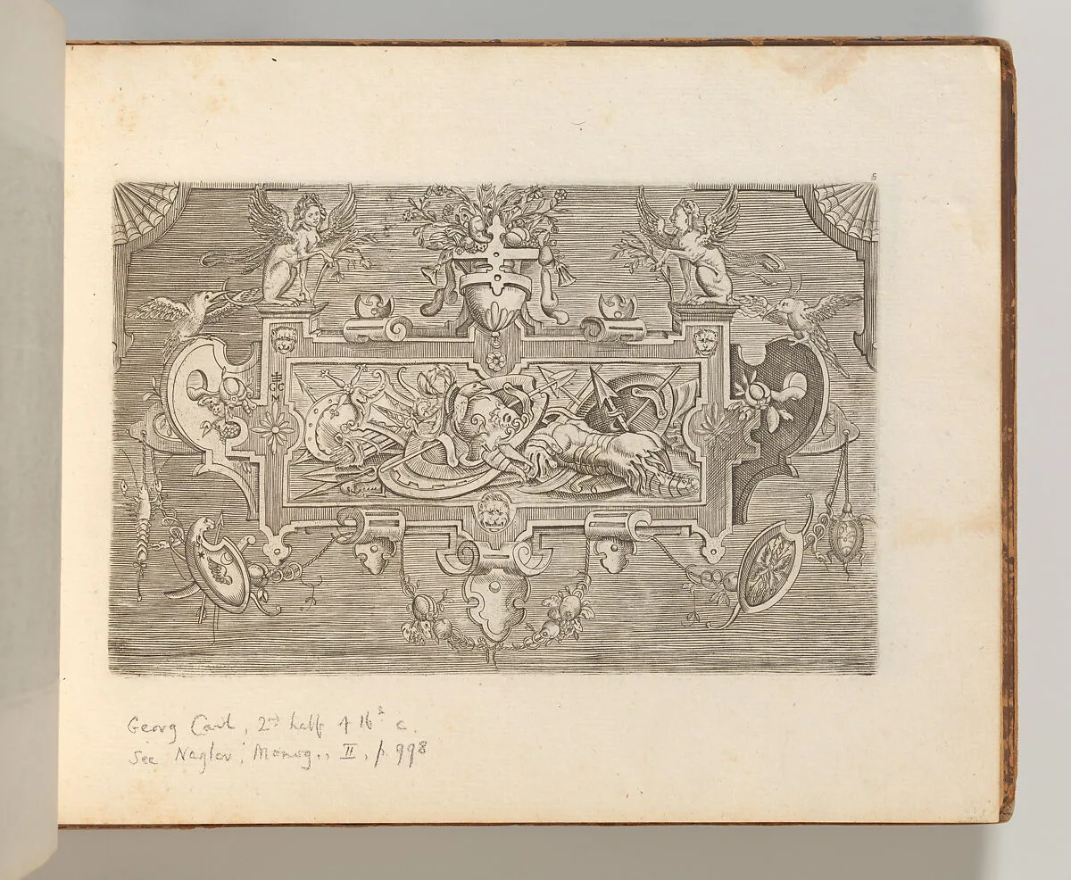 Targhe ed altri ornati di varie e capricciose invenzioni (Cartouches and other ornaments of various and capricious invention, page 5) — Carlo Losi|Jacob Floris