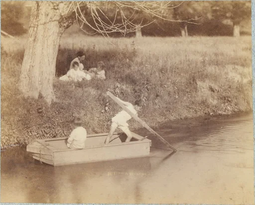[Two Boys Playing at the Creek, July 4, 1883]