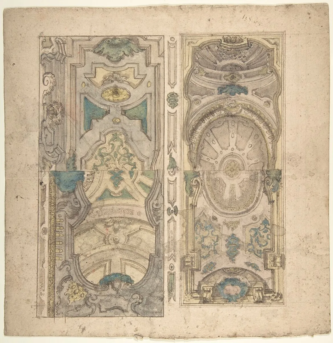 Four Alternate Designs for a Vault — Anonymous, Italian, Piedmontese, 18th century