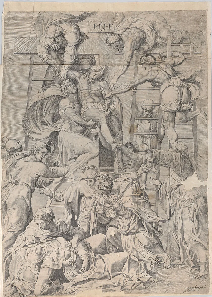 The Descent from the Cross — Giovanni Battista Cavalieri|Daniele da Volterra (Daniele Ricciarelli)