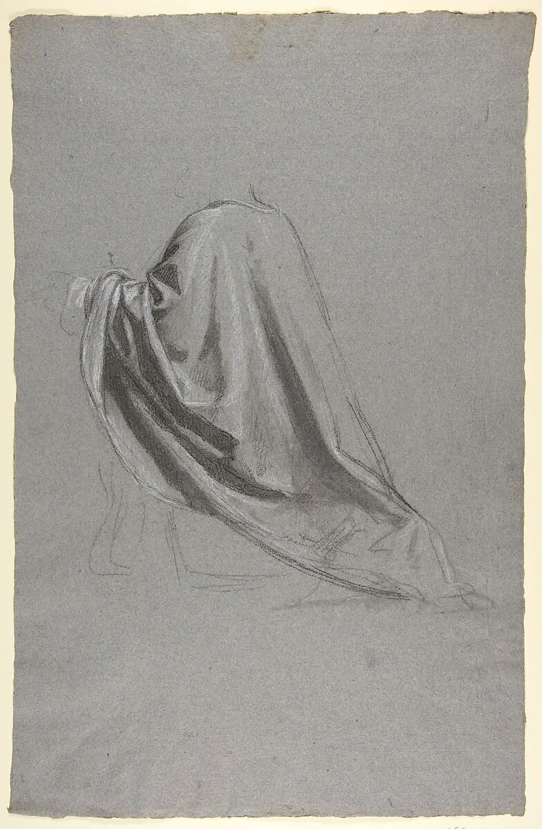 Drapery Study for a Bishop (lower register; study for wall paintings in the Chapel of Saint Remi, Sainte-Clotilde, Paris, 1858) — Isidore Pils