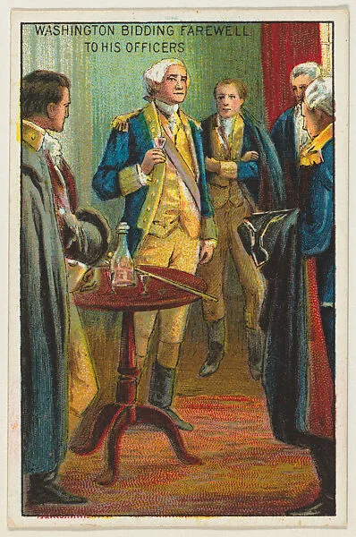 Washington Bidding Farewell to His Officers, from the "Historical Events" series (T70), issued with Just Suits Cut Plug Tobacco — Unknown