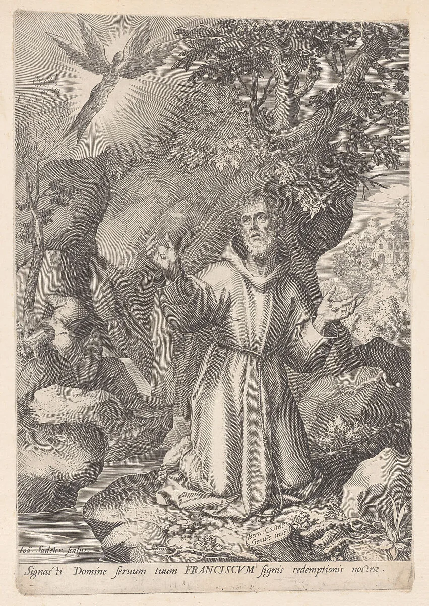 Saint Francis of Assisi receiving the stigmata — Johann Sadeler I|Bernardo Castello