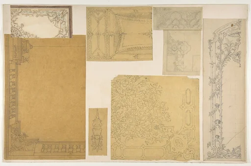 Eight designs of the ornamentation of ceilings and walls, probably for the Duc de Mouchy