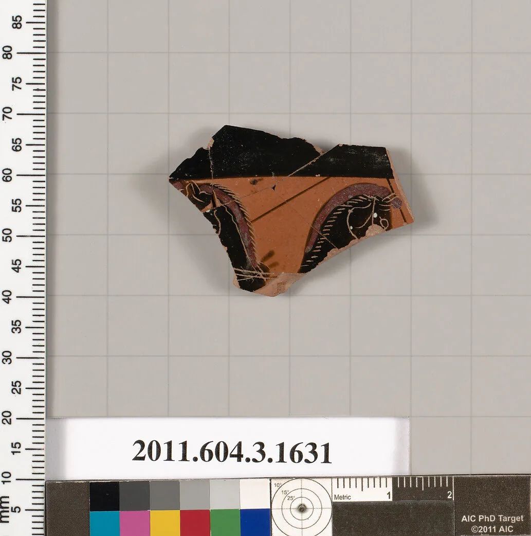 Terracotta fragment of a kylix: Band cup (drinking cup) — Unknown