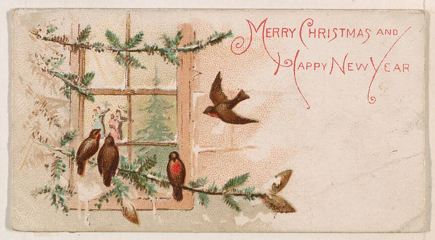 Merry Christmas and Happy New Year, from the New Years 1890 series (N227) issued by Kinney Bros. — Kinney Brothers Tobacco Company