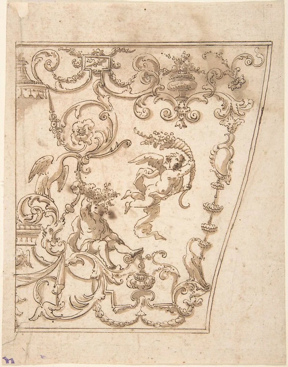 Design for the Decorated Panel of a Carriage — Giovanni Larciani ("Master of the Kress Landscapes")