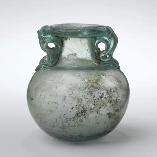 Glass aryballos (oil bottle)