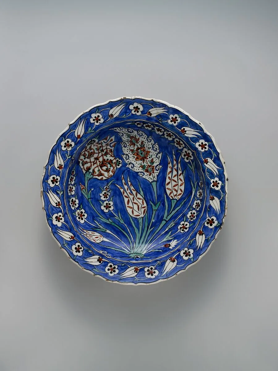 Blue-Ground Dish with Floral Design — Unknown