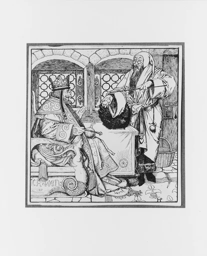 The Master of the Black Arts Bringeth a Curious Little Black Hen to the King, for "The Wonder Clock"